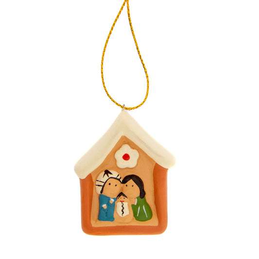 Presepe piccolo in casetta con immagini assortite. Dimensioni 3,8x3,5 cm