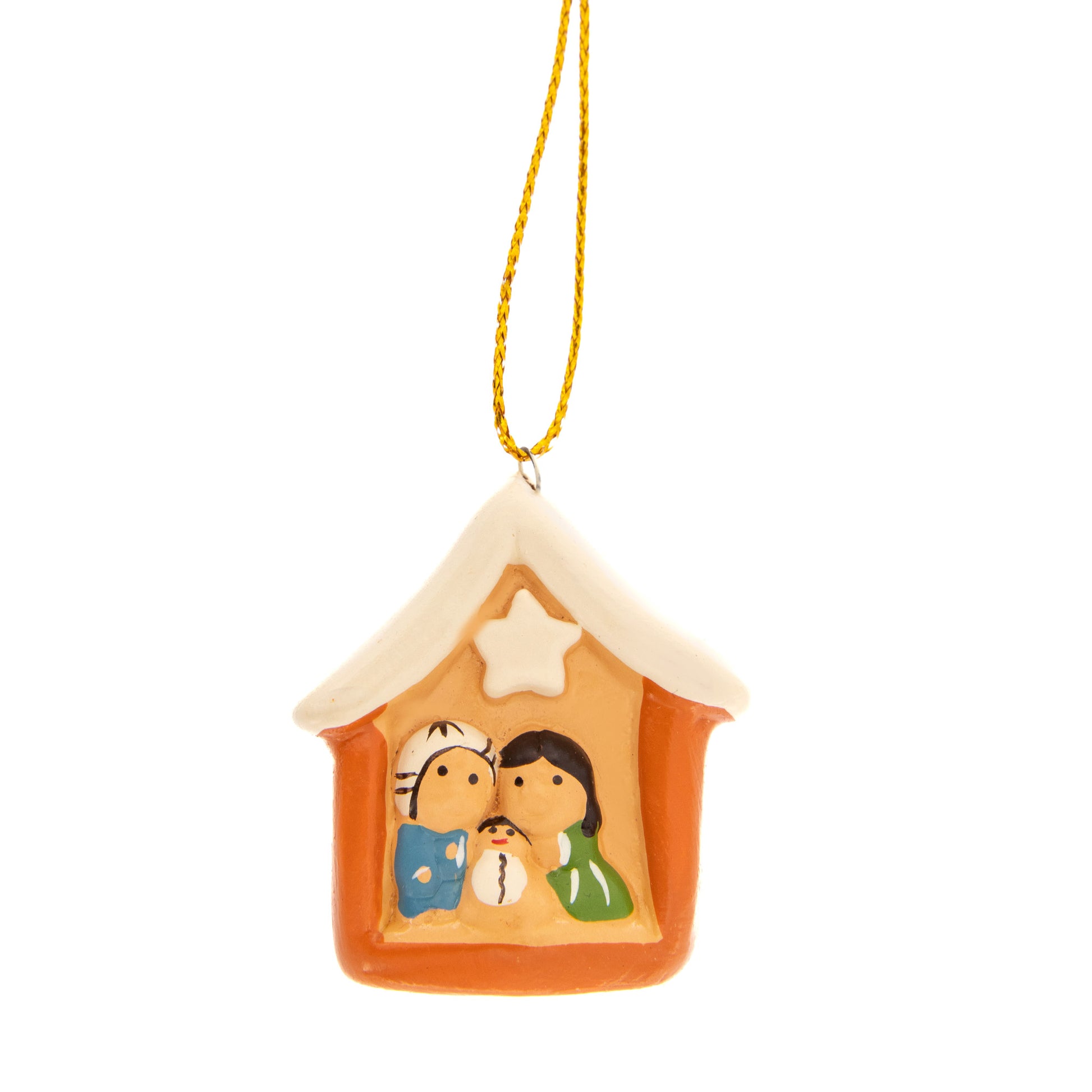 Presepe piccolo in casetta con immagini assortite. Dimensioni 3,8x3,5 cm