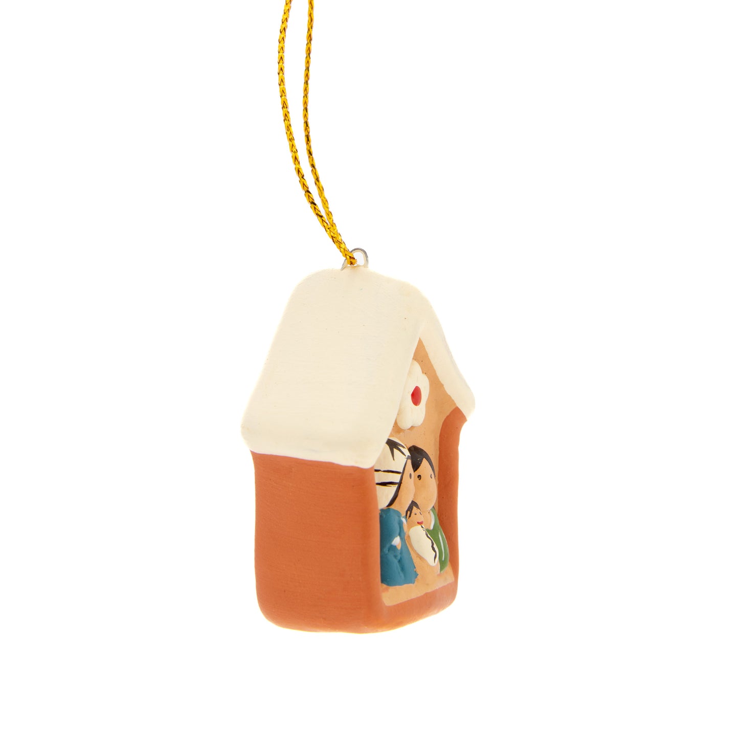 Presepe piccolo in casetta con immagini assortite. Dimensioni 3,8x3,5 cm