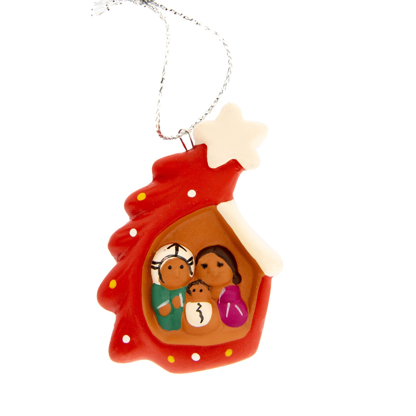 Presepe piccolo con alberello in colori assortiti. Dimensioni 5x3,5 cm