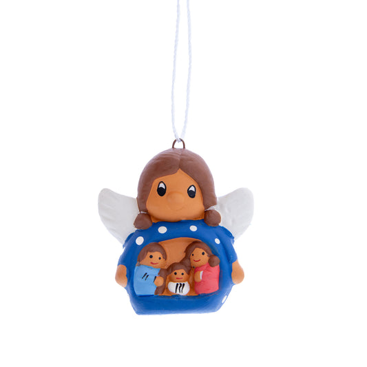 Presepe piccolo con angeletto in colori assortiti. Dimensioni 4,2x4,2 cm
