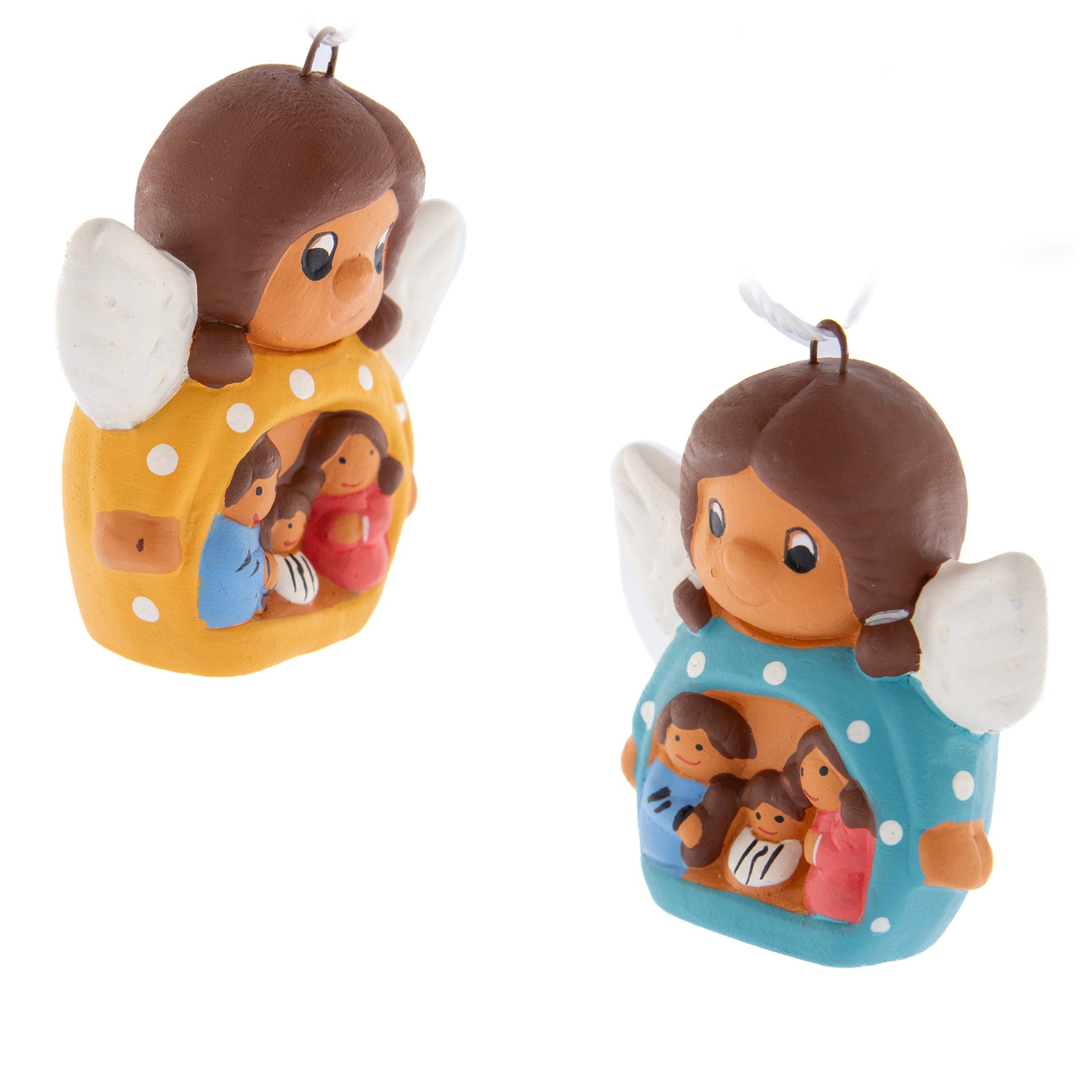 Presepe piccolo con angeletto in colori assortiti. Dimensioni 4,2x4,2 cm
