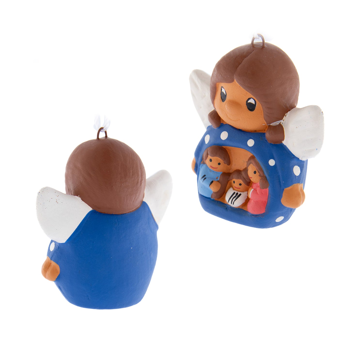 Presepe piccolo con angeletto in colori assortiti. Dimensioni 4,2x4,2 cm