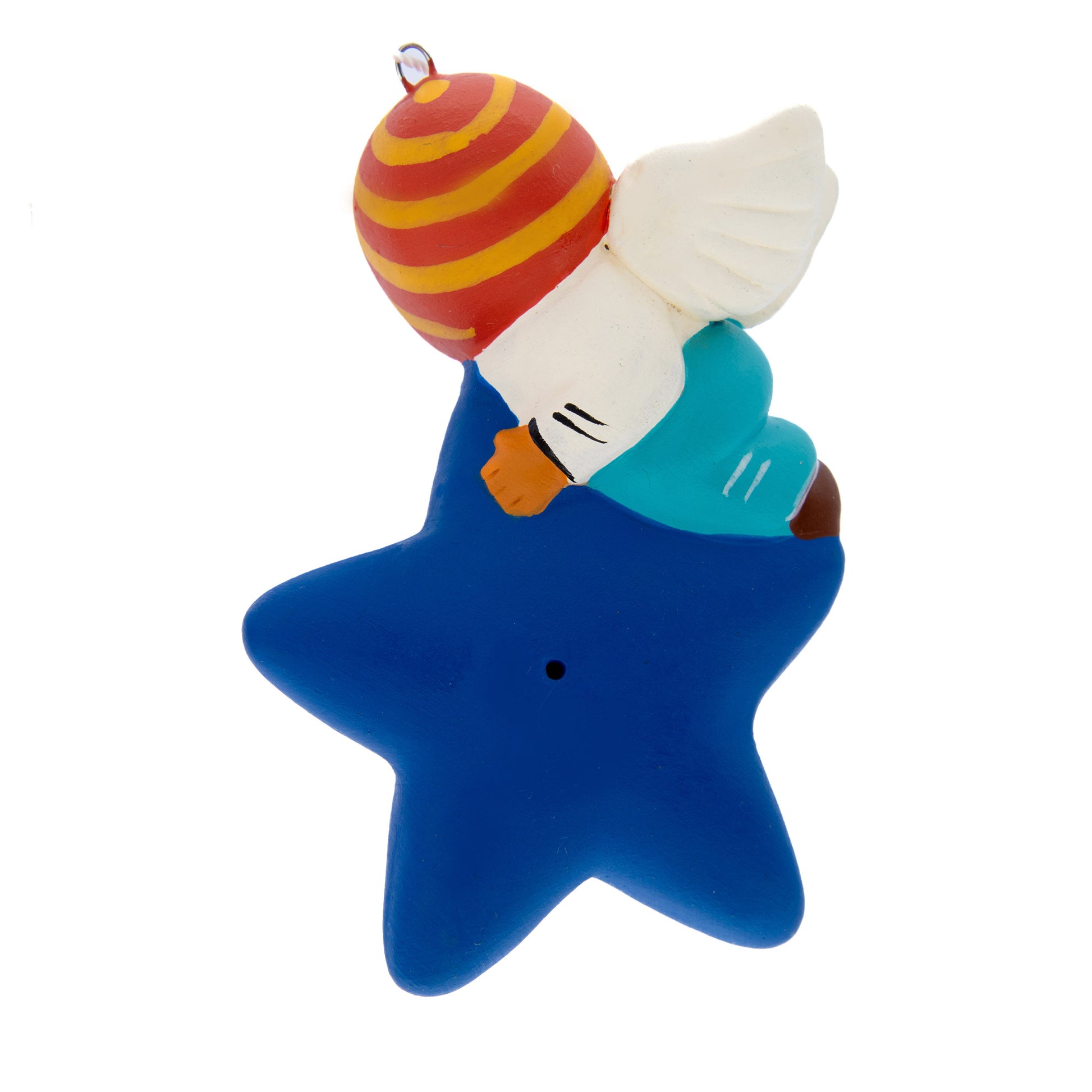Angelo su stella in colori assortiti. Dimensioni 7,5x5,5 cm