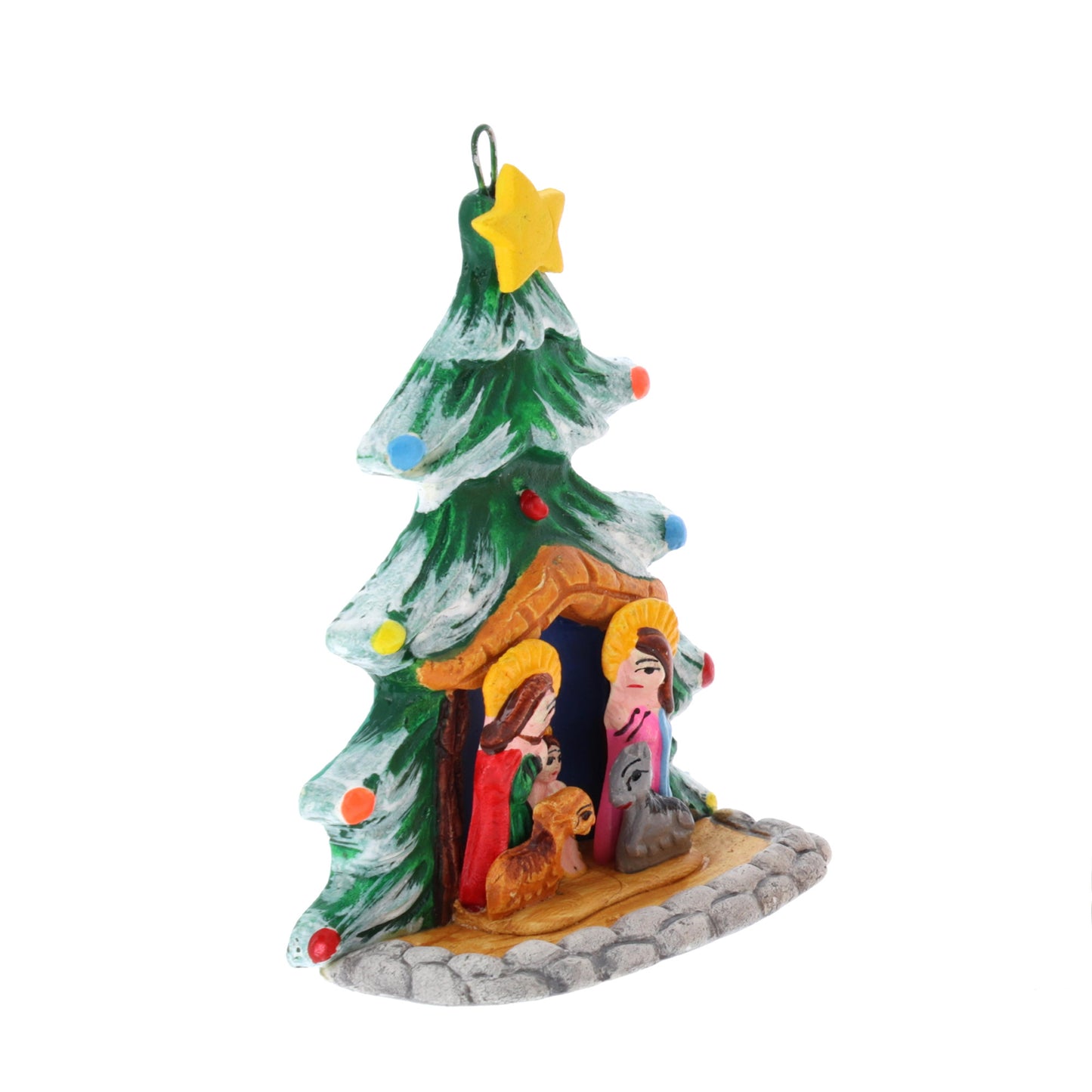 Presepe in cartapesta dipinta. Dimensioni 6,2x8,3 cm