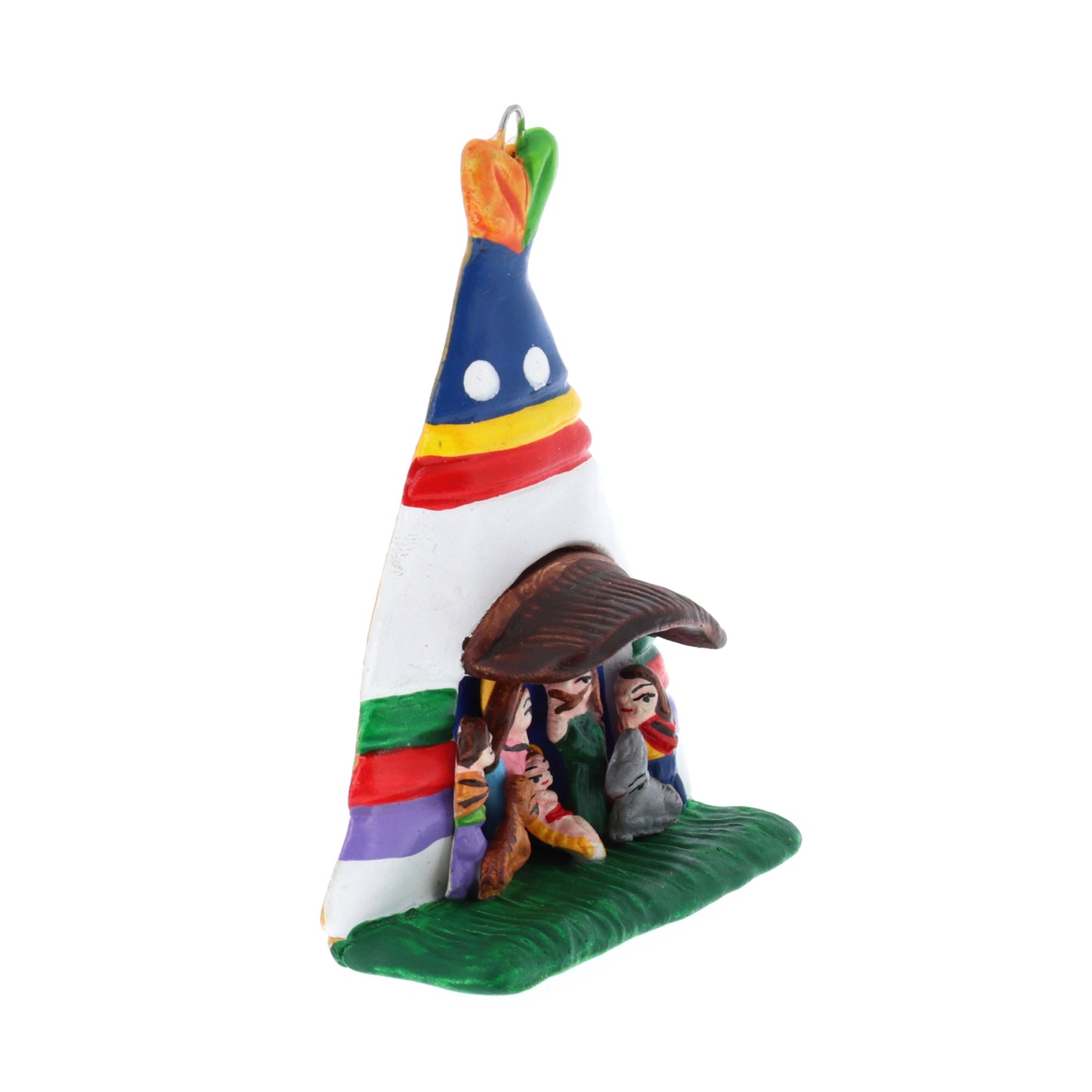 Presepe in cartapesta dipinta. Dimensioni 6,2x8,3 cm