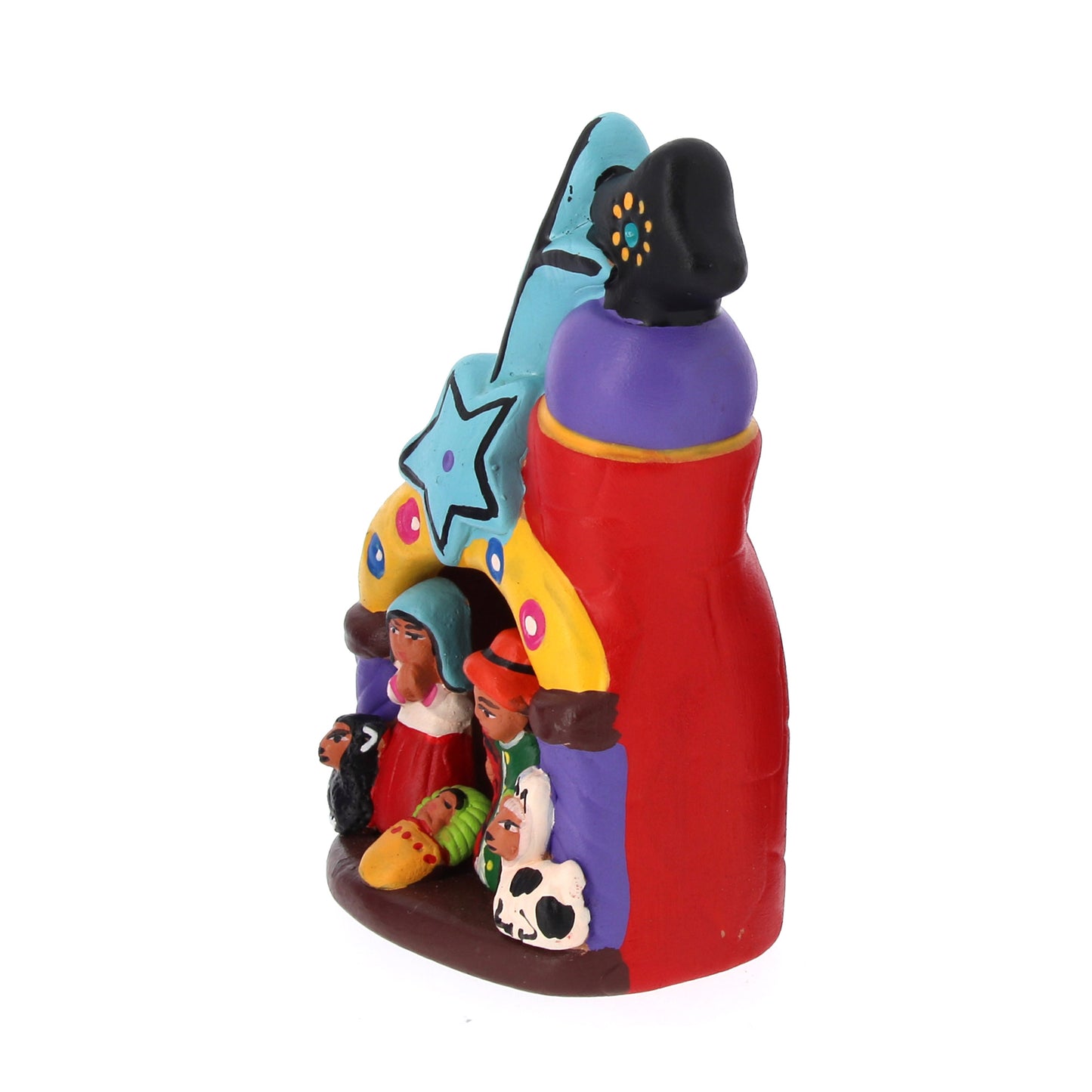 Presepe su chiesa con stella in colori assortiti. Dimensioni: 6,8x10,2 cm