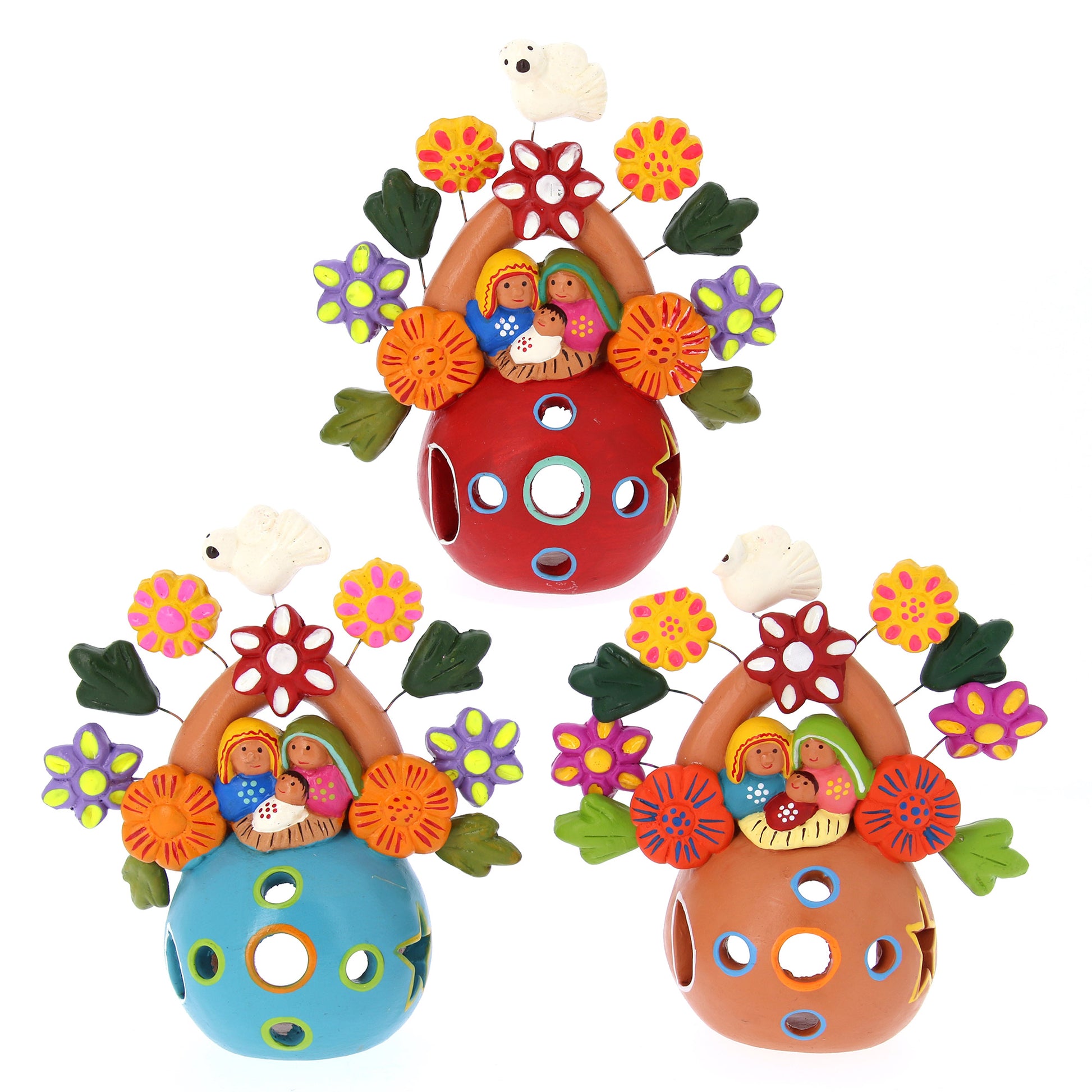 Presepe portalumino su Albero della Vita. Altezza 13 cm