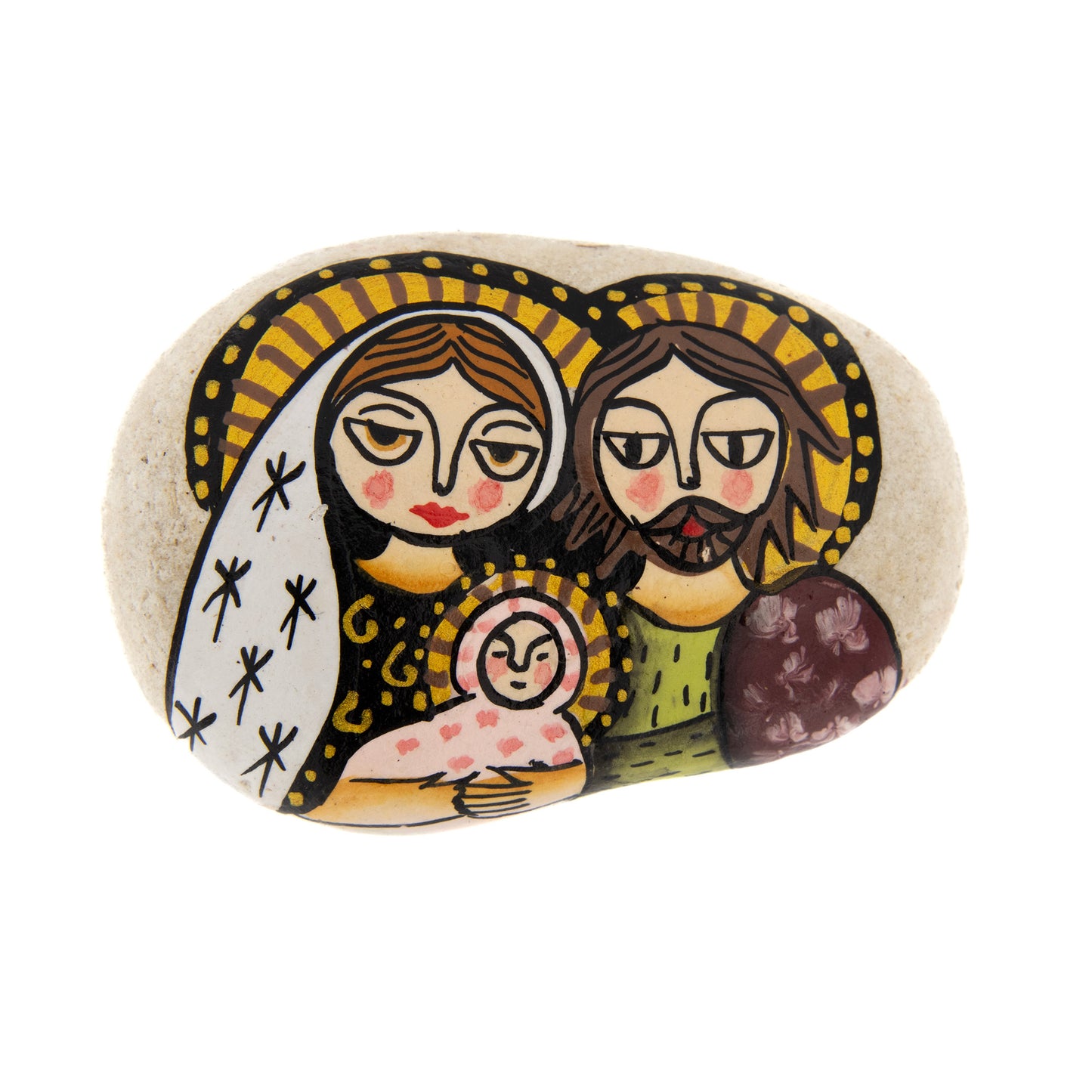 Calamita Natività su pietra, dipinta a mano. Dimensioni 5,5x3,5 cm