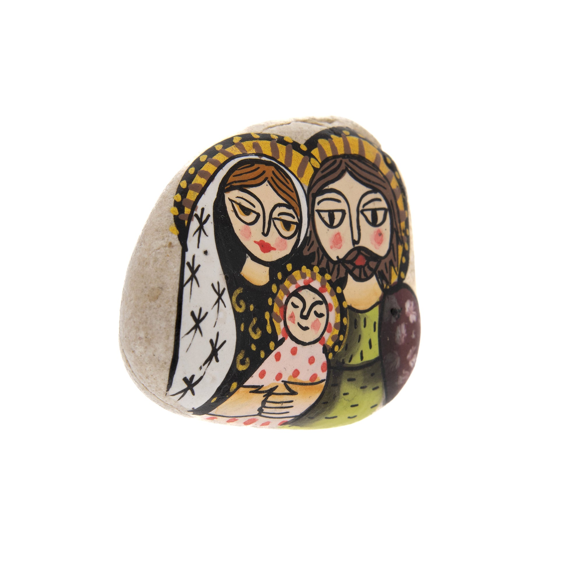 Calamita Natività su pietra, dipinta a mano. Dimensioni 5,5x3,5 cm