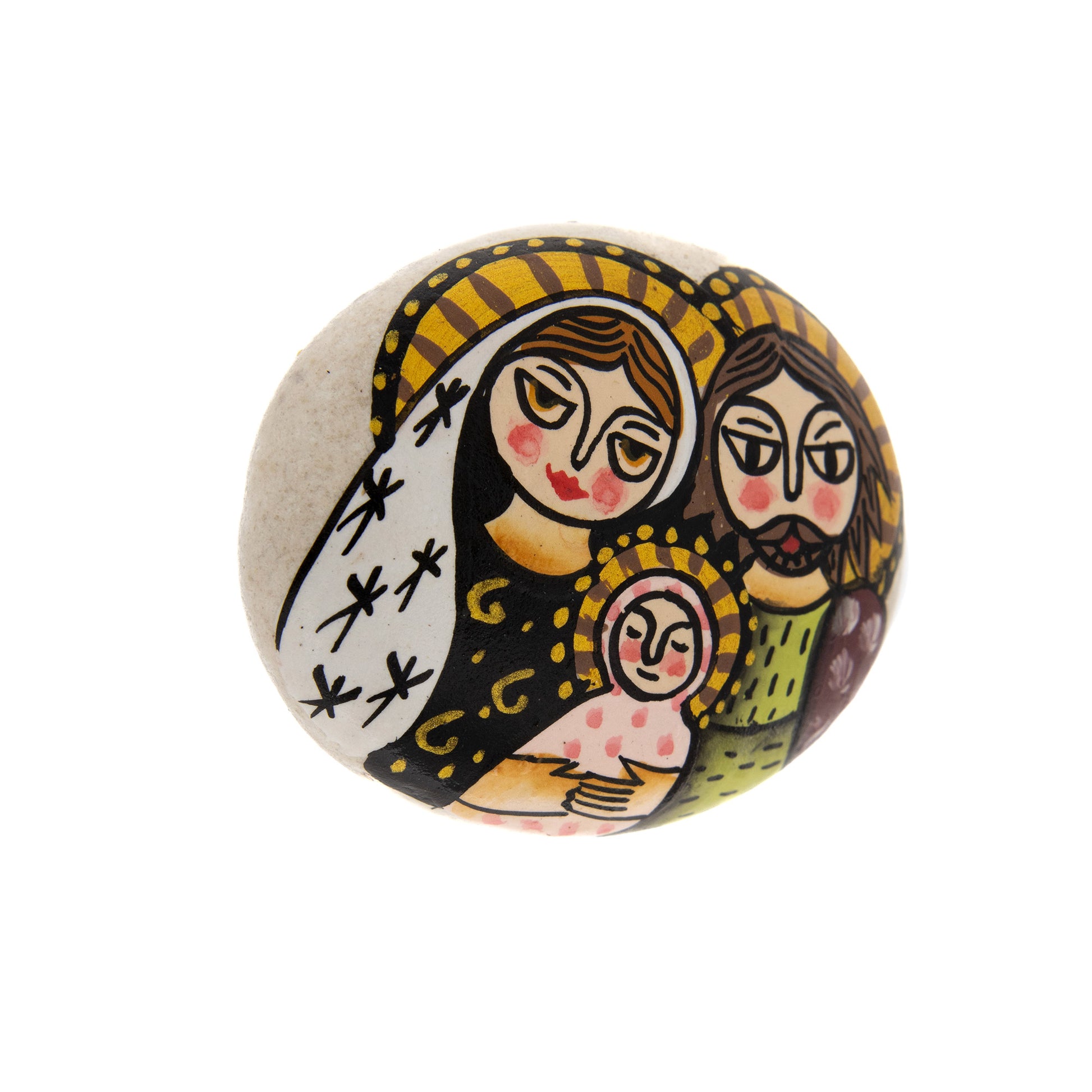 Calamita Natività su pietra, dipinta a mano. Dimensioni 5,5x3,5 cm