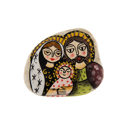 Calamita Natività su pietra, dipinta a mano. Dimensioni 5,5x3,5 cm