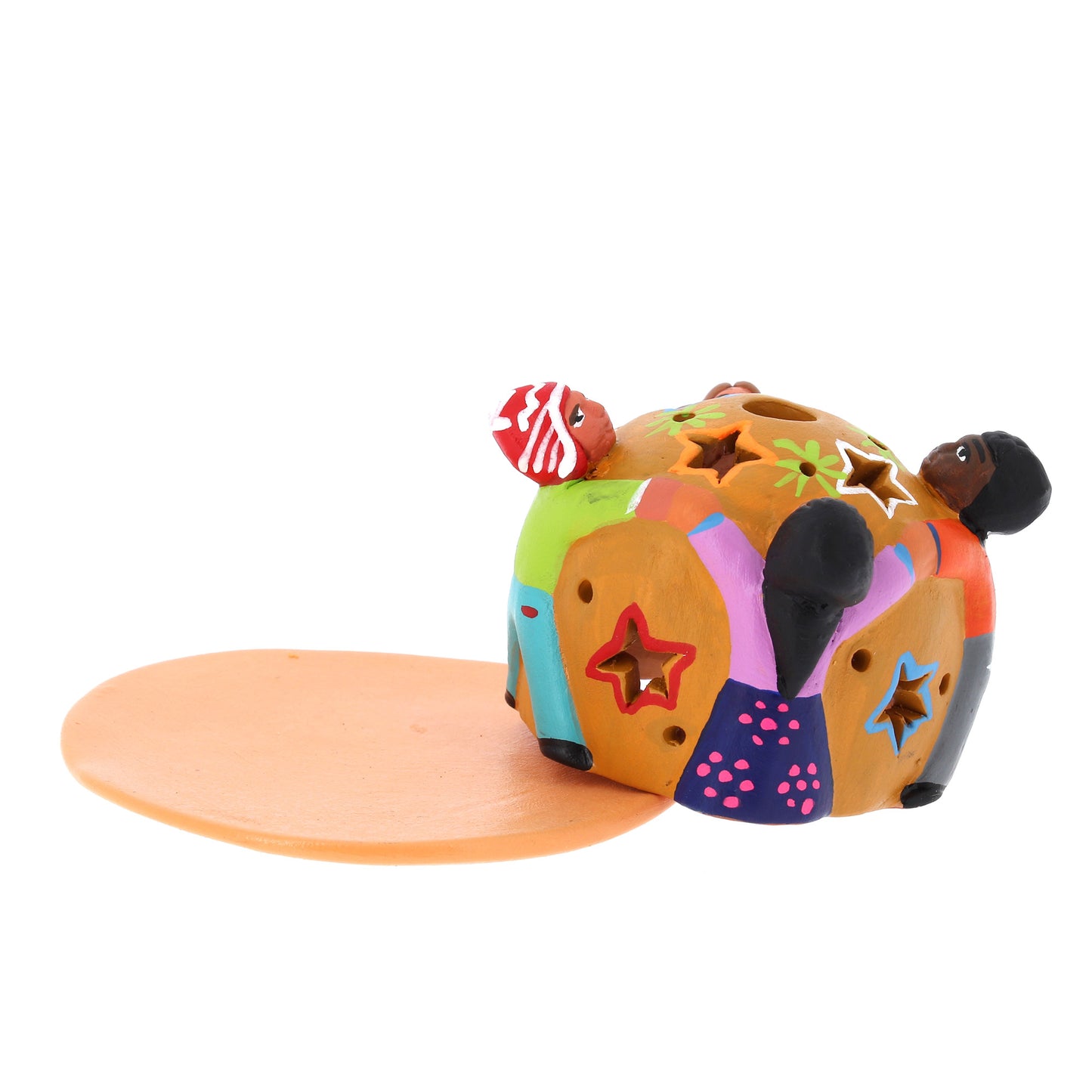 Porta lumino in terracotta con girotondo di bambini. Dimensioni 5x6 cm