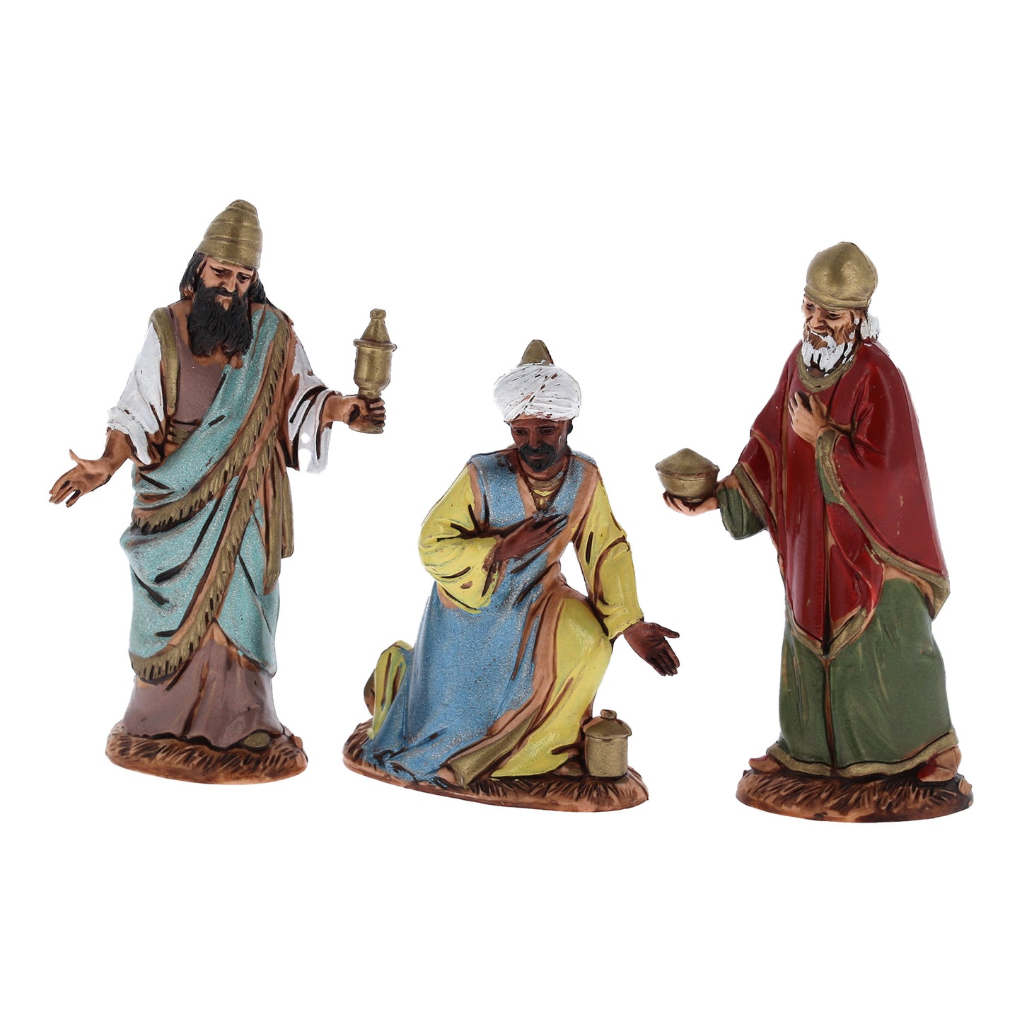 Confezione 3 Re Magi in plastica. Altezza 10 cm
