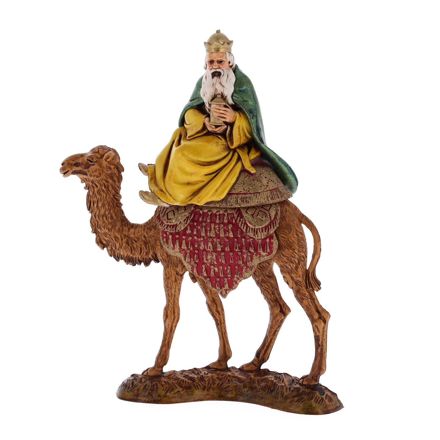 Confezione Re Magi su cammello da 6 pezzi, in plastica. Altezza 10 cm