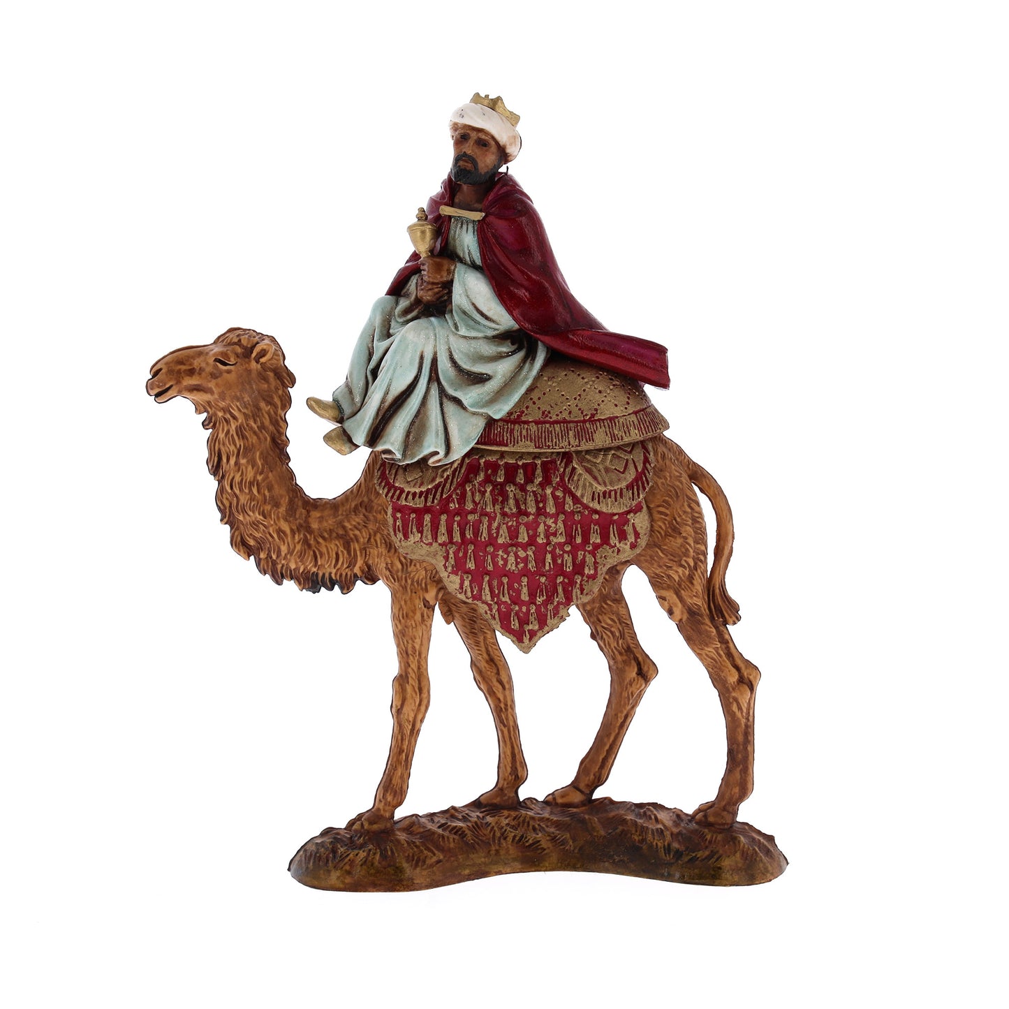 Confezione Re Magi su cammello da 6 pezzi, in plastica. Altezza 10 cm