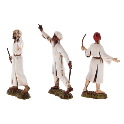 Confezione Re Magi su cammello da 6 pezzi, in plastica. Altezza 10 cm