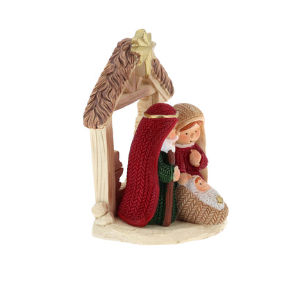 Natività con capanna o albero in resina. Altezza 9 cm