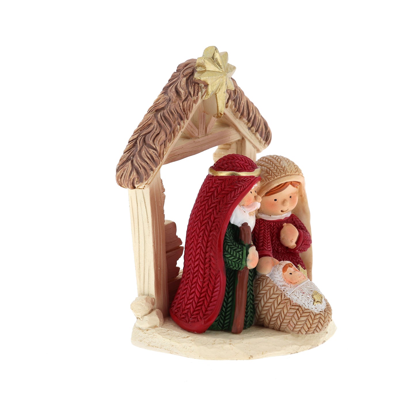 Natività con capanna o albero in resina. Altezza 9 cm