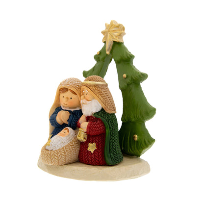 Natività con capanna o albero in resina. Altezza 9 cm