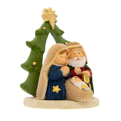 Natività con capanna o albero in resina. Altezza 9 cm