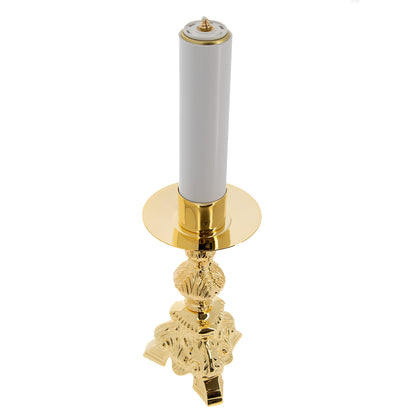 Coppia di candelieri completa di candele a cera liquida e cartucce. Dimensioni candele 6x25 cm