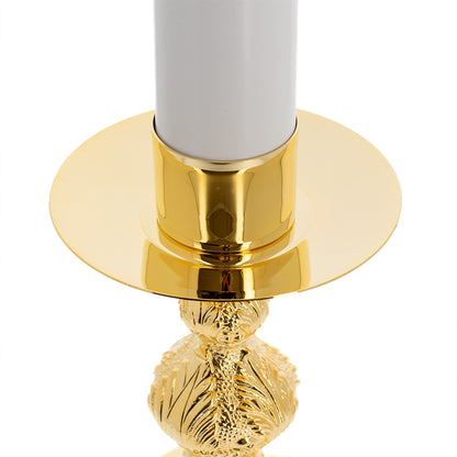 Coppia di candelieri completa di candele a cera liquida e cartucce. Dimensioni candele 6x25 cm