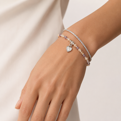 Bracciale Devozionale Doppio Filo Rosa Pesca con Miracolosa