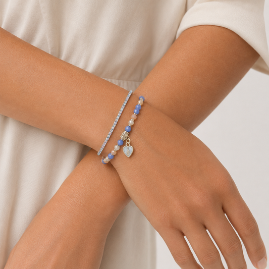 Bracciale Devozionale Doppio Filo Azzurro con Miracolosa