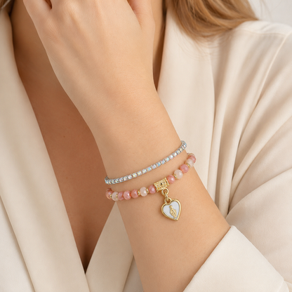 Bracciale Devozionale Doppio Filo Rosa con Miracolosa