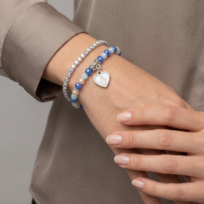 Bracciale Devozionale Doppio Filo Azzurro con Miracolosa