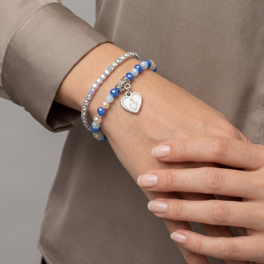 Bracciale Devozionale Doppio Filo Azzurro con Miracolosa