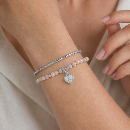 Bracciale Devozionale Doppio Filo Rosa Antico con Miracolosa