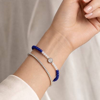 Bracciale Devozionale Doppio Filo Blu con Miracolosa