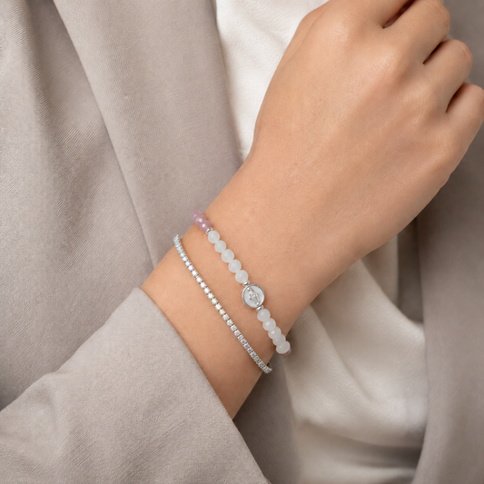 Bracciale Devozionale Doppio Filo Malva con Miracolosa