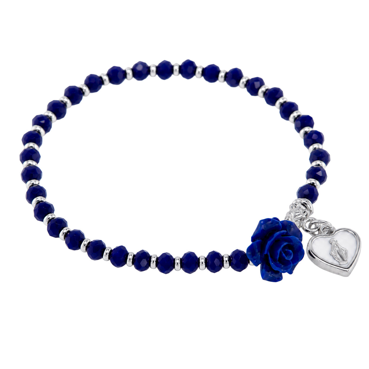 Bracciale Devozionale Mariano Blu e Argento