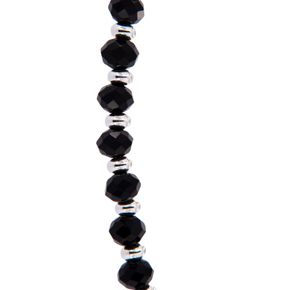 Bracciale Devozionale nero con rosa e cuore Medaglia Miracolosa