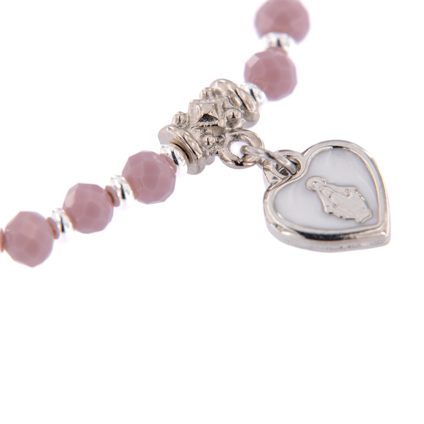 Bracciale Medaglia Miracolosa lilla con cuore smaltato