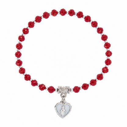 Bracciale Medaglia Miracolosa rosso con cuore smaltato
