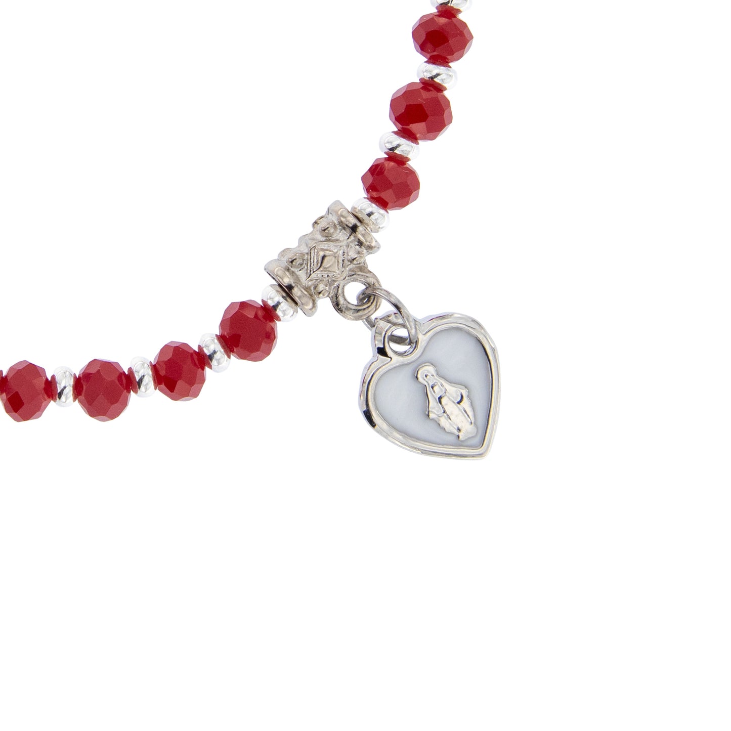 Bracciale Medaglia Miracolosa rosso con cuore smaltato