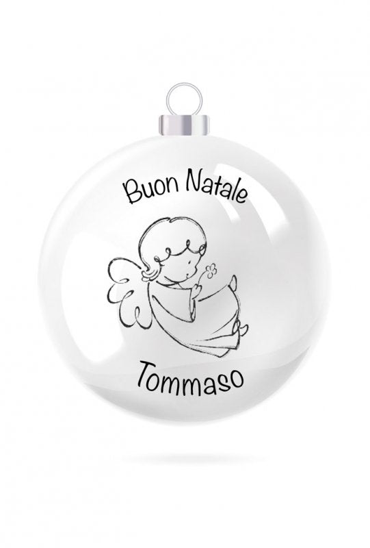 Pallina di Natale in porcellana bianca da personalizzare. Diametro 8 cm