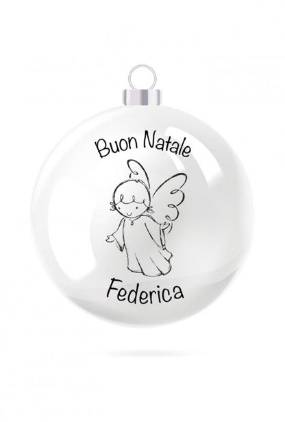 Pallina di Natale in porcellana bianca da personalizzare. Diametro 8 cm