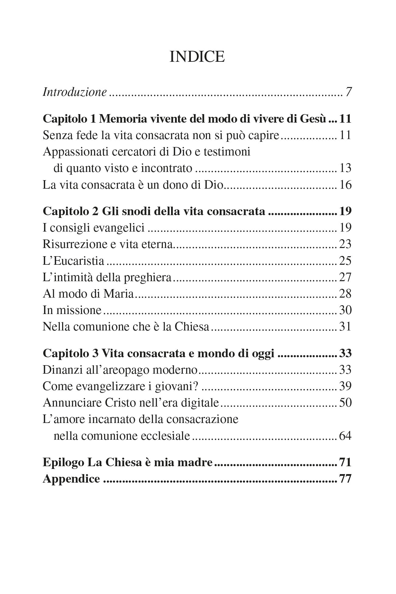 La vita consacrata
