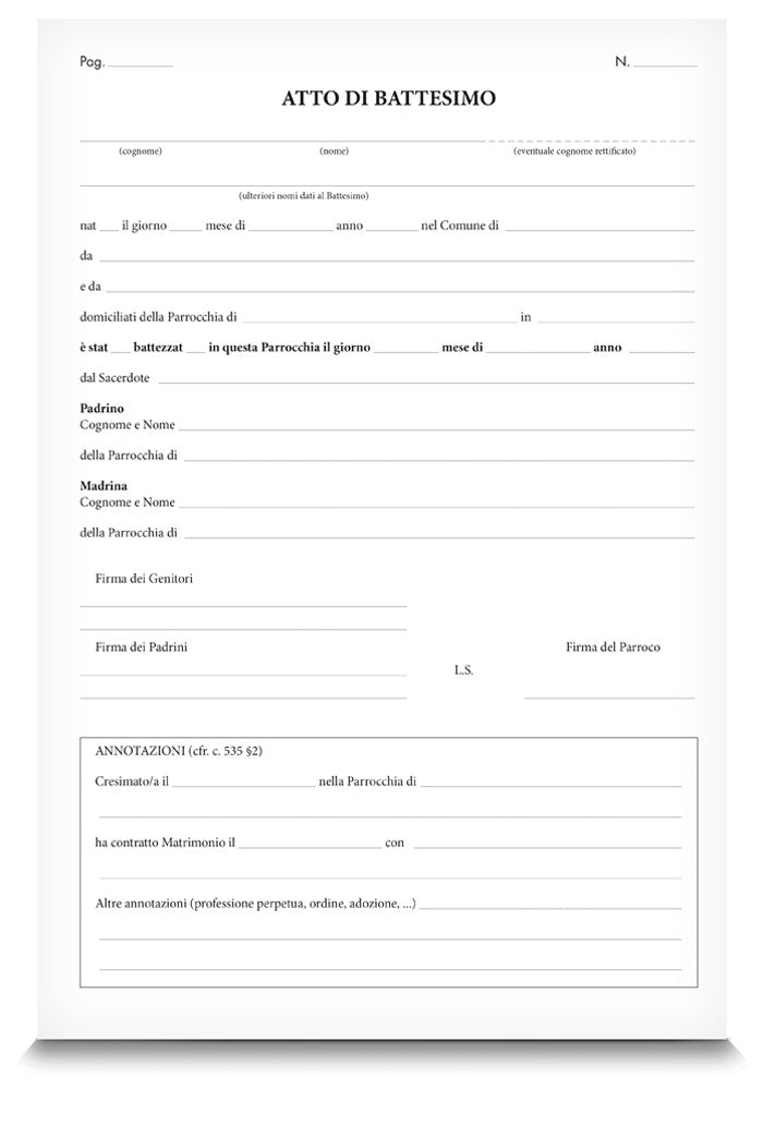 Registro degli atti di Battesimo