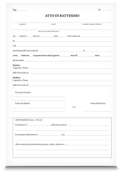 Registro degli atti di Battesimo