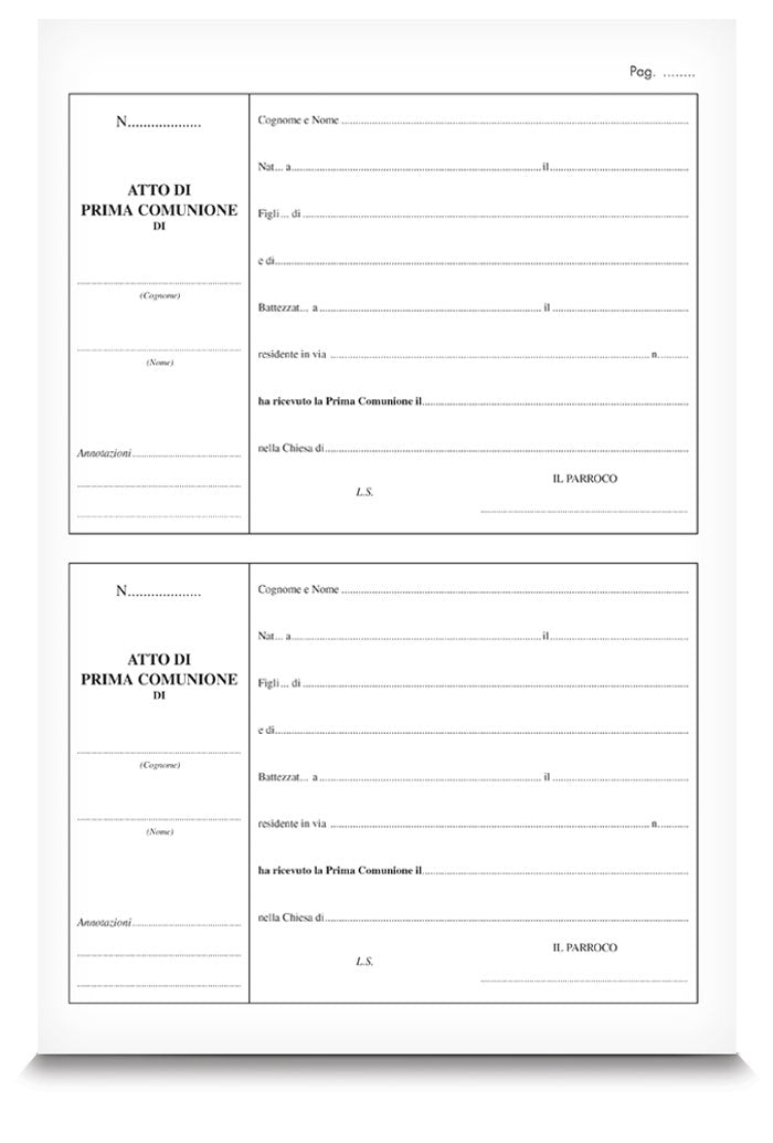 Registro di Prima Comunione