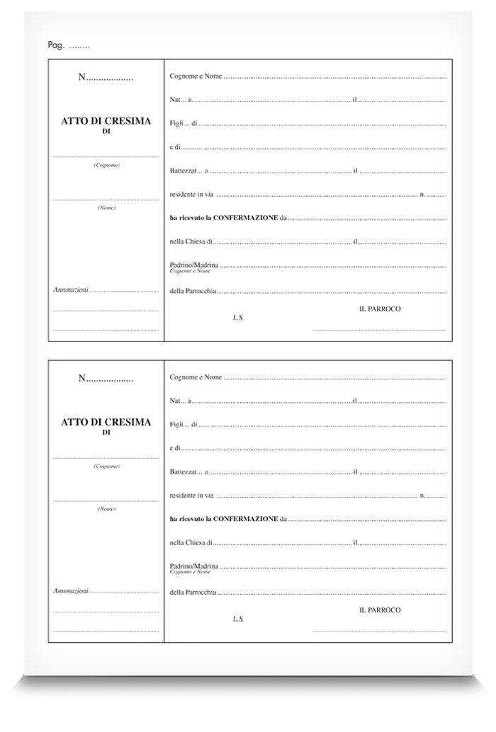 Registro degli atti di Cresima