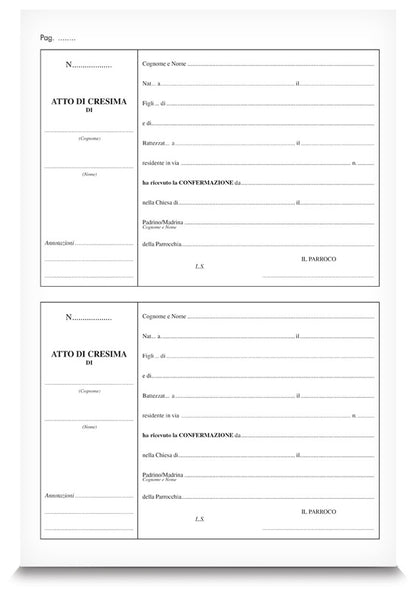 Registro degli atti di Cresima