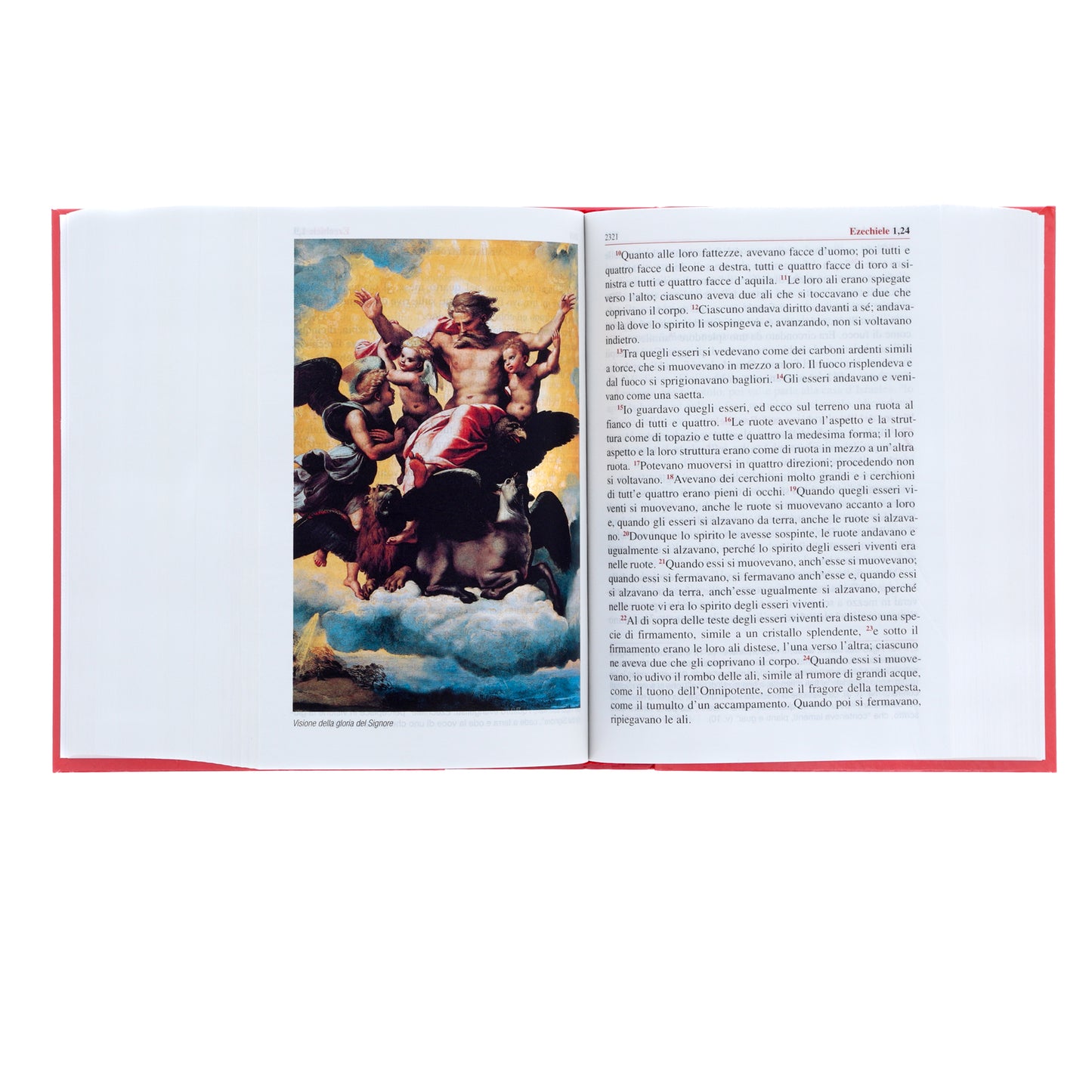 La Sacra Bibbia. Edizione grande a caratteri grandi. Copertina flessibile cartonata rosso corallo