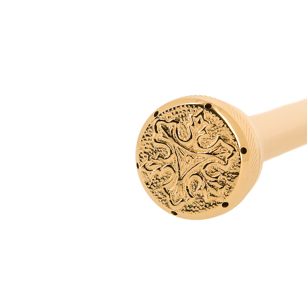 Aspersorio in ottone dorato per acqua benedetta – Articolo liturgico per benedizioni e riti religiosi – 20 cm